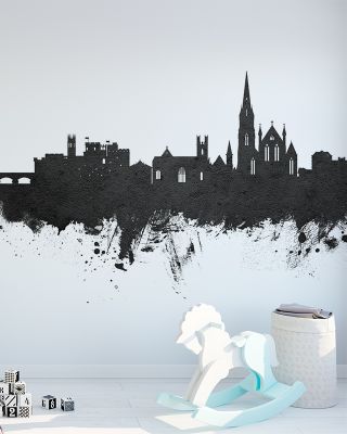 Limerick Ireland Skyline Black & White Wallpaper