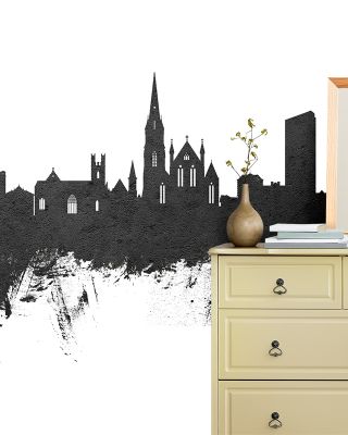 Limerick Ireland Skyline Black & White Wallpaper