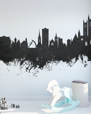 Lincoln England Skyline Black & White Wallpaper