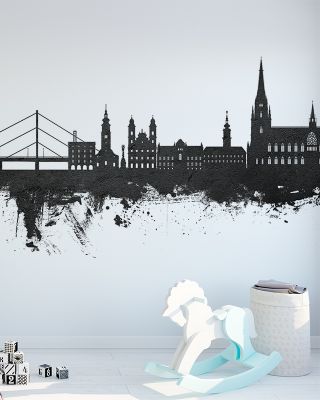 Linz Austria Skyline Black & White Wallpaper