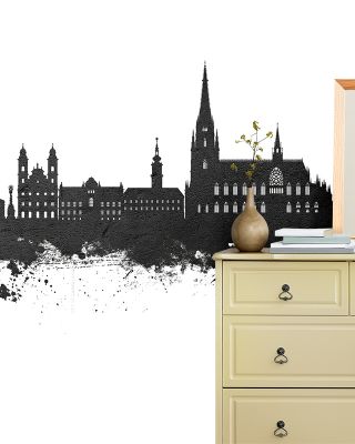 Linz Austria Skyline Black & White Wallpaper
