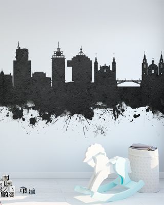 Ljubljana Slovenia Skyline Black & White Wallpaper