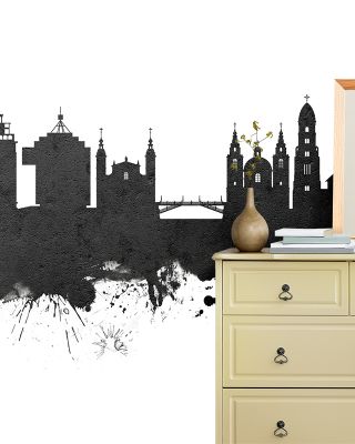 Ljubljana Slovenia Skyline Black & White Wallpaper