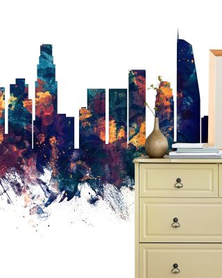 Los Angeles Skyline Blue & Bronze Wallpaper