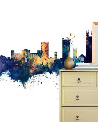 Lubbock Texas Skyline Blue & Bronze Wallpaper