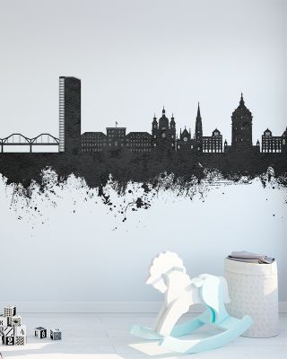 Mannheim Germany Skyline Black & White Wallpaper