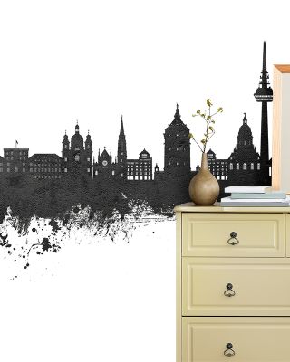 Mannheim Germany Skyline Black & White Wallpaper