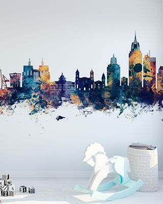 Mobile Alabama Skyline Blue & Bronze