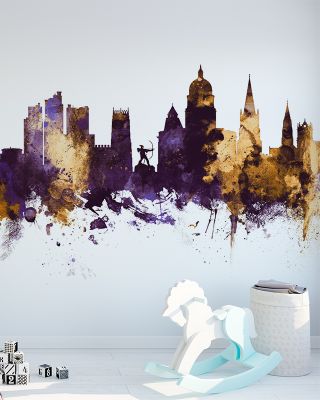 Nottingham England Skyline Purple & Gold