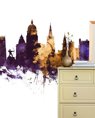Nottingham England Skyline Purple & Gold
