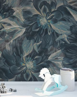 Peony Study - Midnight Teal