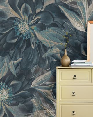 Peony Study - Midnight Teal