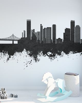 Queens New York Skyline Black & White