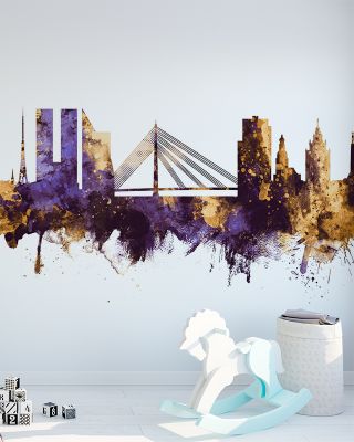 Riga Latvia Skyline Purple & Gold