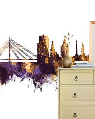 Riga Latvia Skyline Purple & Gold