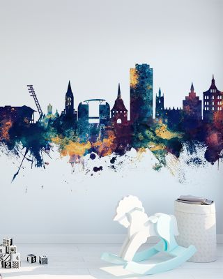 Rostock Germany Skyline Blue & Bronze