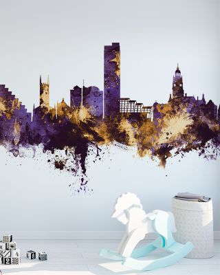 Sheffield England Skyline Purple & Gold