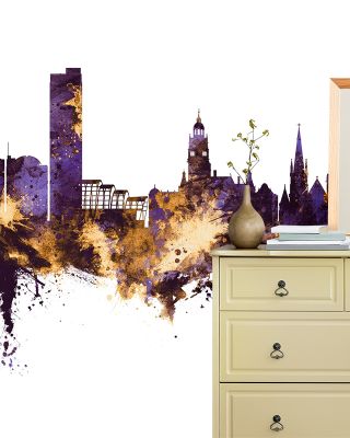 Sheffield England Skyline Purple & Gold
