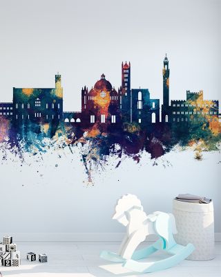 Siena Italy Skyline Blue & Bronze