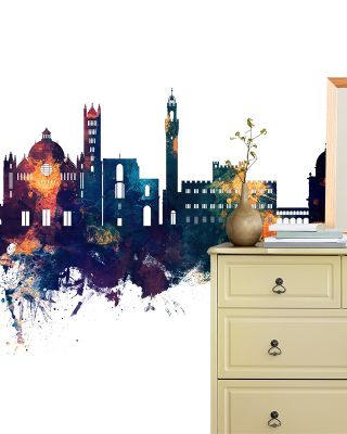 Siena Italy Skyline Blue & Bronze