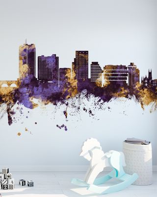 Stamford Connecticut Skyline Purple & Gold