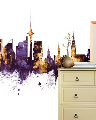 Tallinn Estonia Skyline Purple & Gold