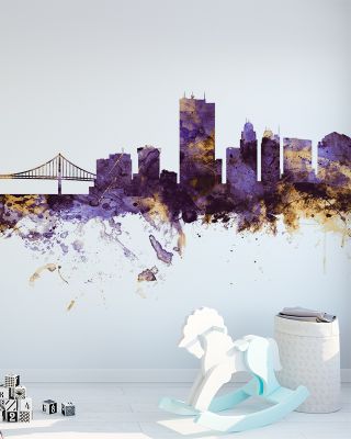 Toledo Ohio Skyline Purple & Gold