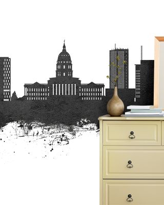 Topeka Wyoming Skyline Black & White