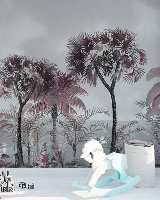 Tropical Forest Strolls Gray Blue