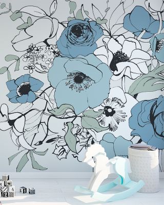 Watercolor Black Lined Poppies Mix