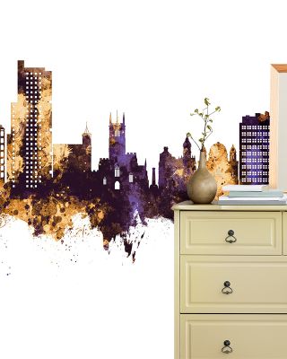 Wolverhampton England Skyline Purple & Gold