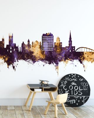Wolverhampton England Skyline Purple & Gold