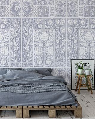 Clear Thistle Wall Blue Botanical Wallpaper