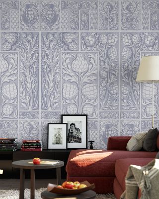 Clear Thistle Wall Blue Botanical Wallpaper