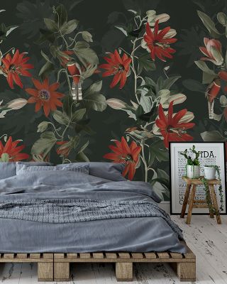Contemporary Clematis Floral Wallpaper