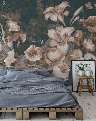 Floral Grunge Singing Wallpaper
