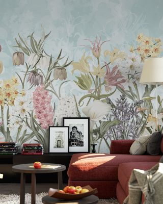 Happy Spring Flowers Floral Wallpaper Mural