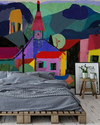 Village Fairytale Scenic Wallpaper