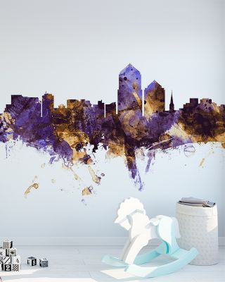 Albuquerque New Mexico Skyline Purple & Gold