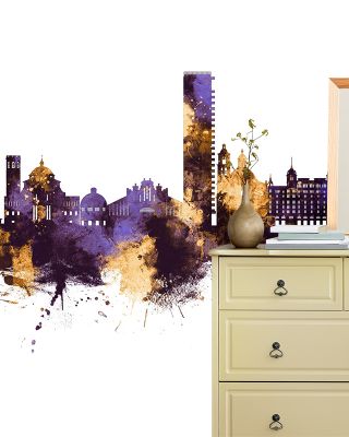 Alicante Spain Skyline Purple & Gold