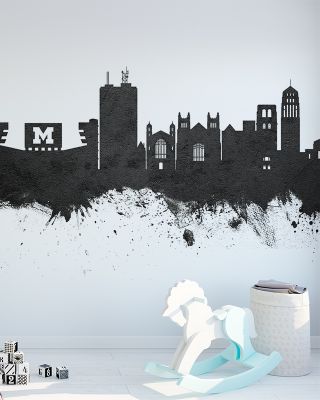 Ann Arbor Michigan Skyline Black & White