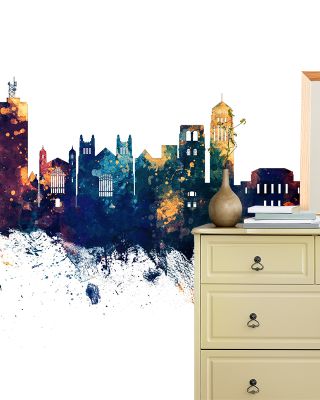 Ann Arbor Michigan Skyline Blue & Bronze