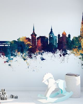 Bern Switzerland Skyline Blue & Bronze
