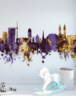 Bremen Germany Skyline Purple & Gold