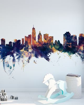 Cincinnati Ohio Skyline Blue & Bronze