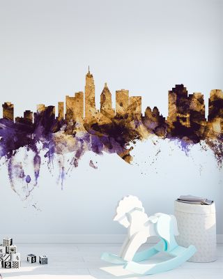 Cincinnati Ohio Skyline Purple & Gold