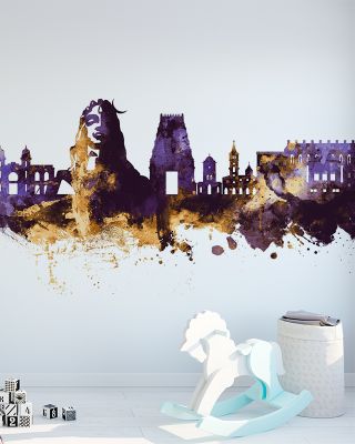 Coimbatore India Skyline Purple & Gold