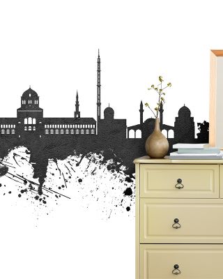 Damascus Syria Skyline Black & White