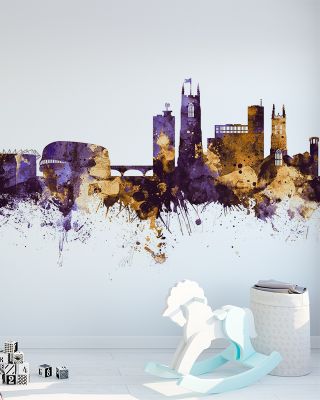 Derby England Skyline Purple & Gold