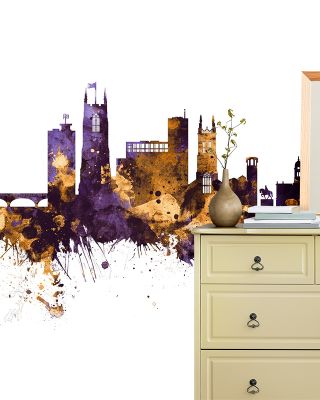 Derby England Skyline Purple & Gold